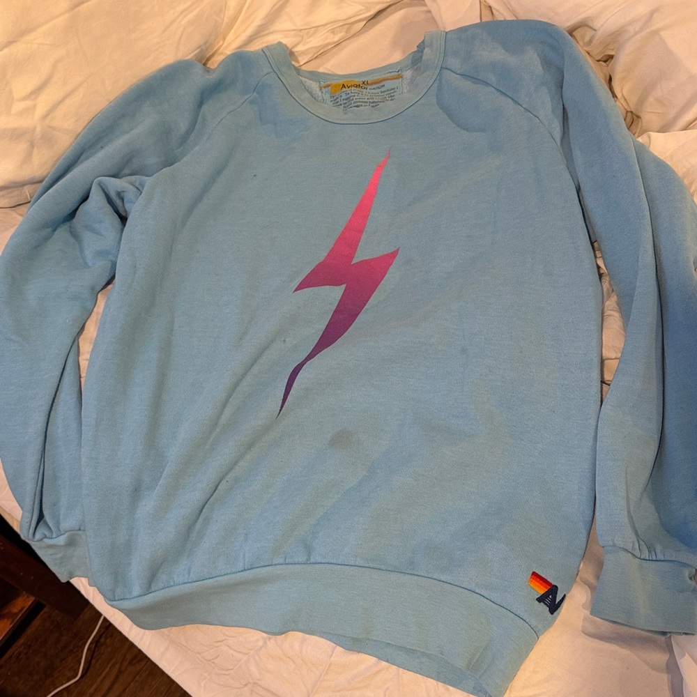 Aviator Nation Blue Lightning Bolt Sweatshirt.